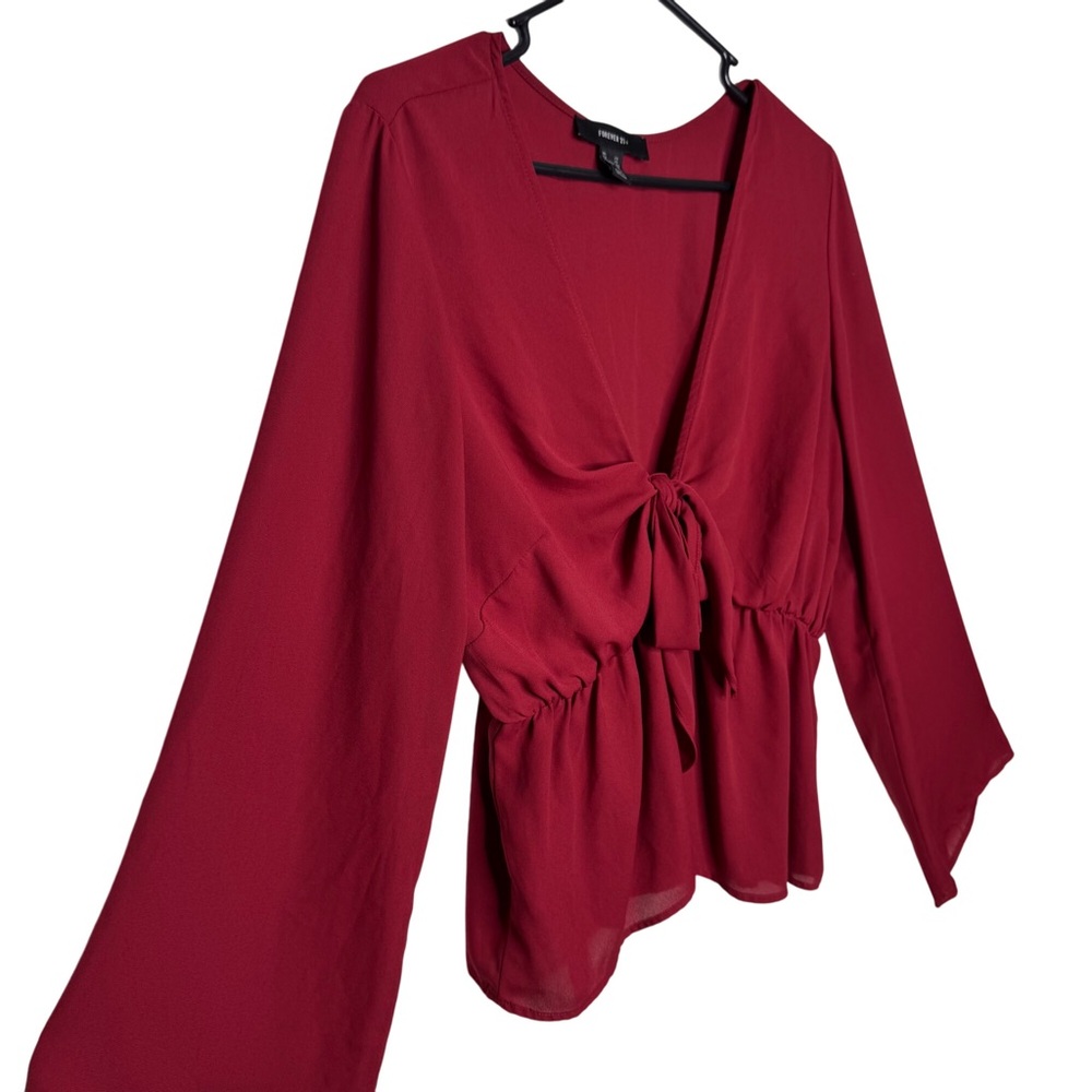 Forever 21 Plus Red Y2K Bell sleeve Baby doll top Fairy core Women Plus sz 2X - Picture 5 of 7